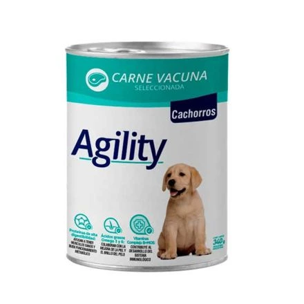 Lata Agility Cachorro Sabor Carne de Vacuno 340GR