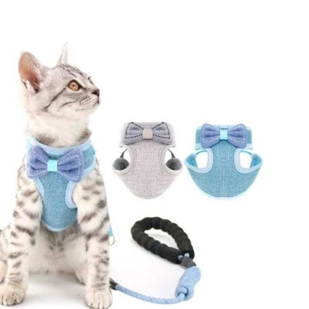 Arnés para gatos con moño + traílla ergonómico