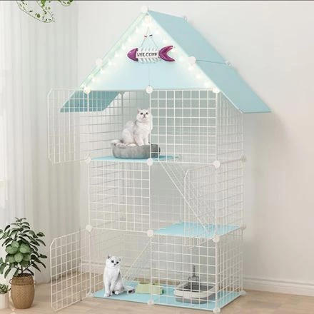 Casa para gatos 3 pisos con techo y desmontable